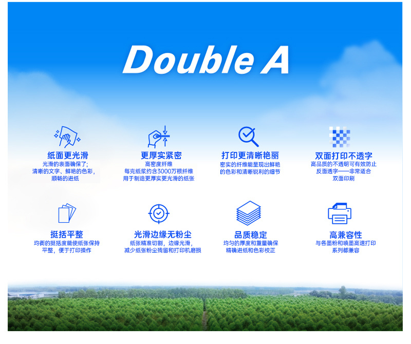 Double A 达伯埃70gA4A3打印纸复印纸办公用品打印纸整箱2500张 商品详情 16