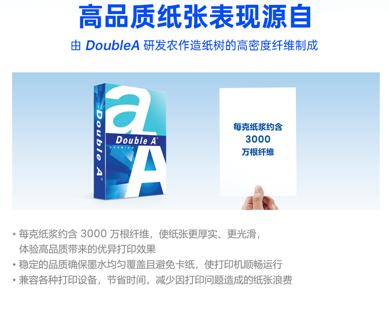 Double A 达伯埃70gA4A3打印纸复印纸办公用品打印纸整箱2500张 商品详情 18