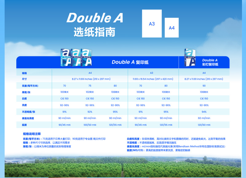 Double A 达伯埃70gA4A3打印纸复印纸办公用品打印纸整箱2500张 商品详情 25
