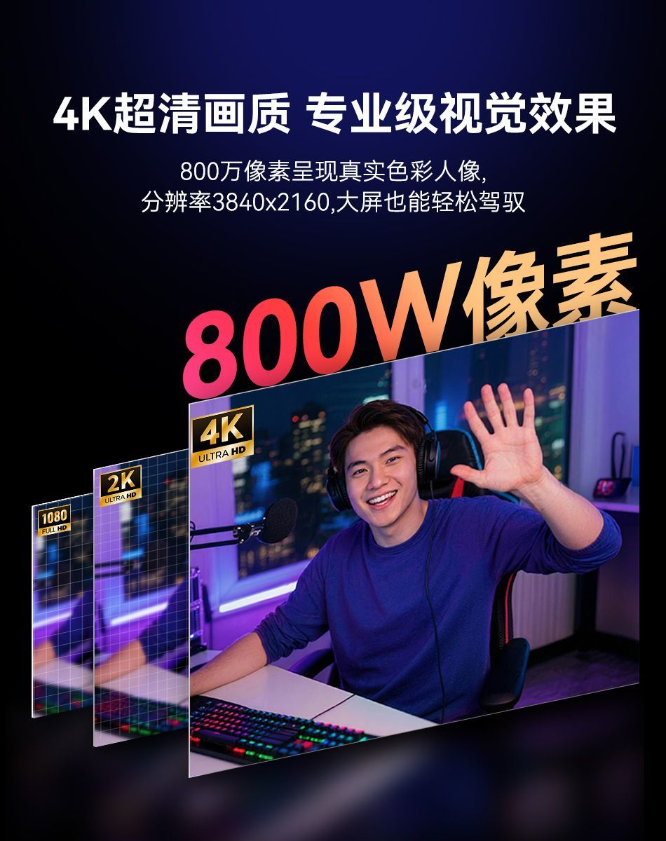 壹秘EMEET 4K 800W像素超清 免驱直播视频USB电脑摄像头 带麦克风 商品详情 21