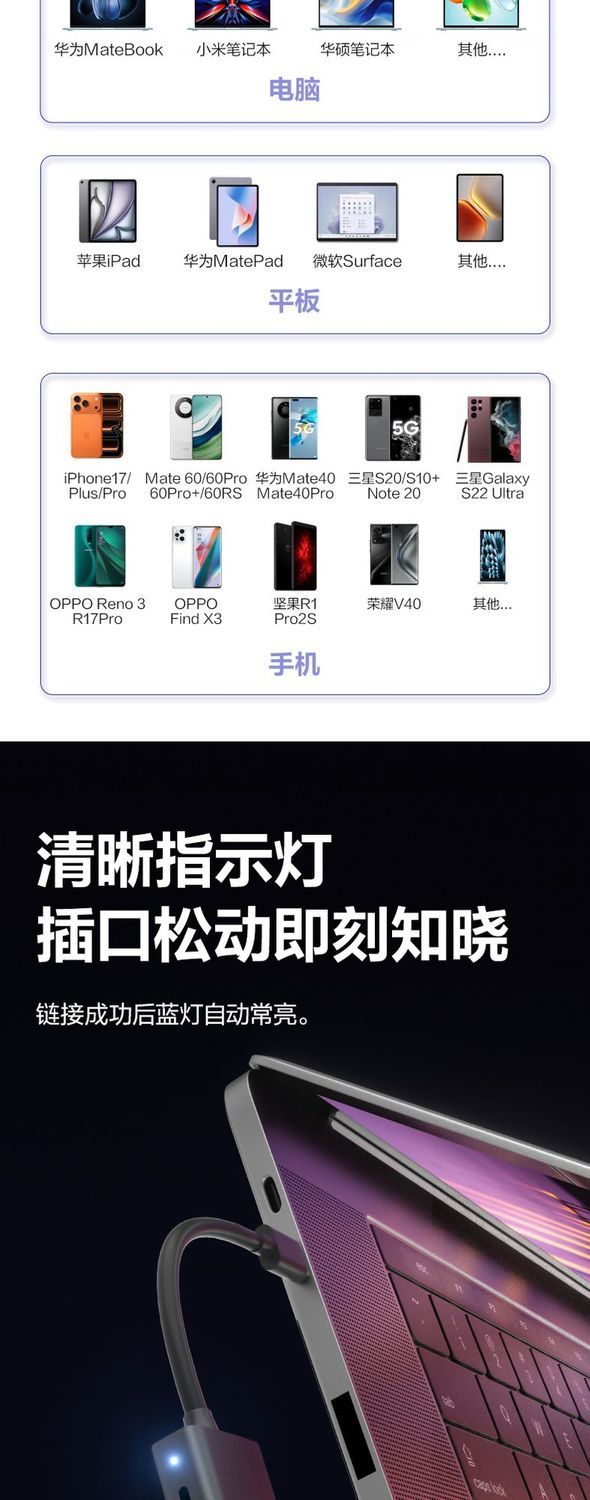 得力拓展坞USB多功能Type-C高速传输散热转换器typec拓展坞 商品详情 12