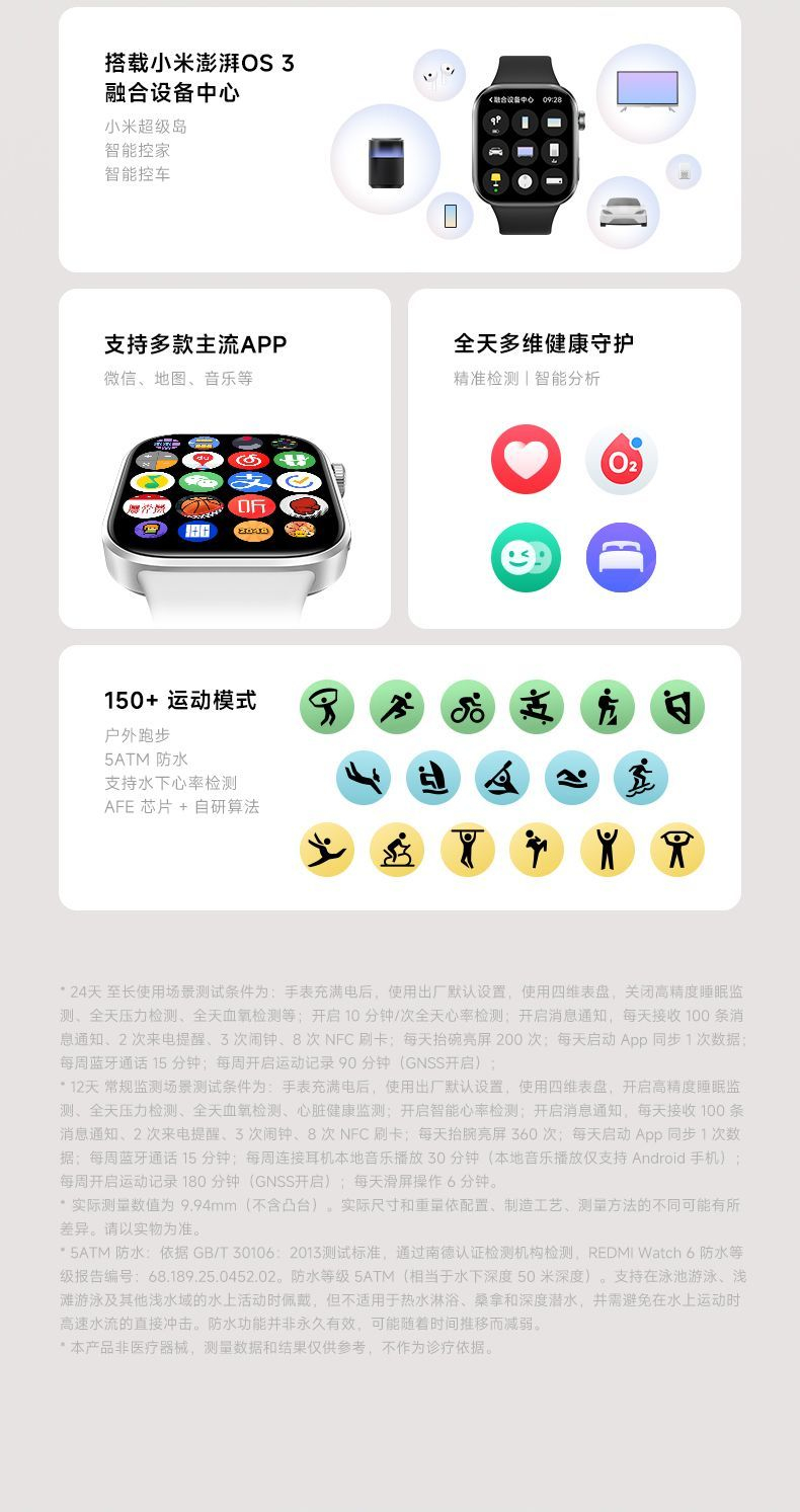 【新品上市】小米REDMI Watch6 智能手表轻薄长续航大屏幕手环表 商品详情 6