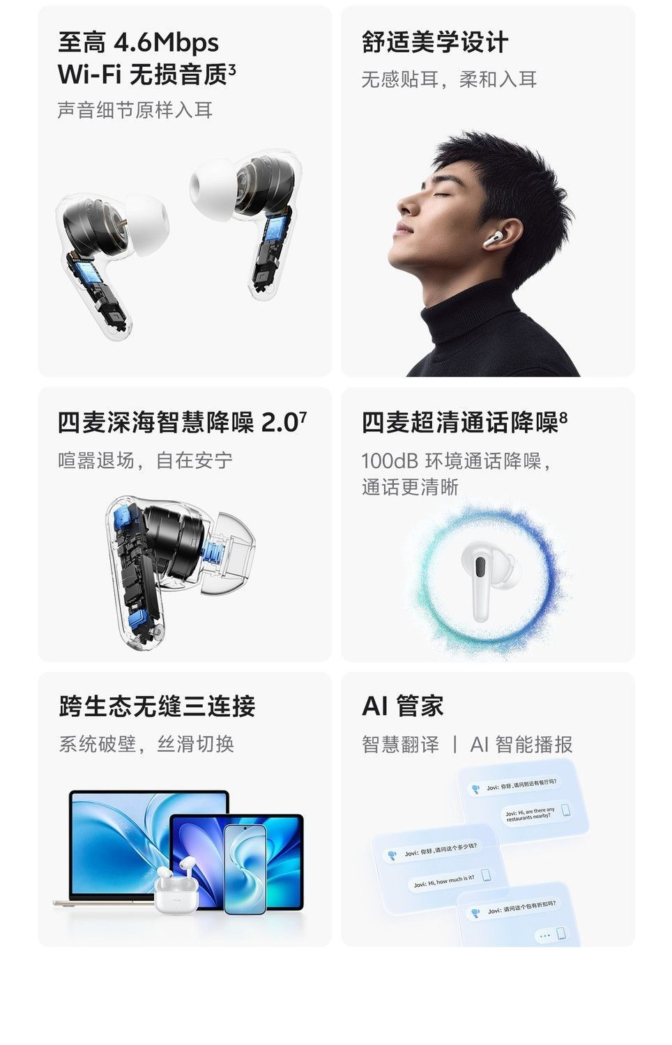 vivo TWS 5 Pro蓝牙耳机四麦深海智慧降噪独立Hi-Fi 商品详情 8