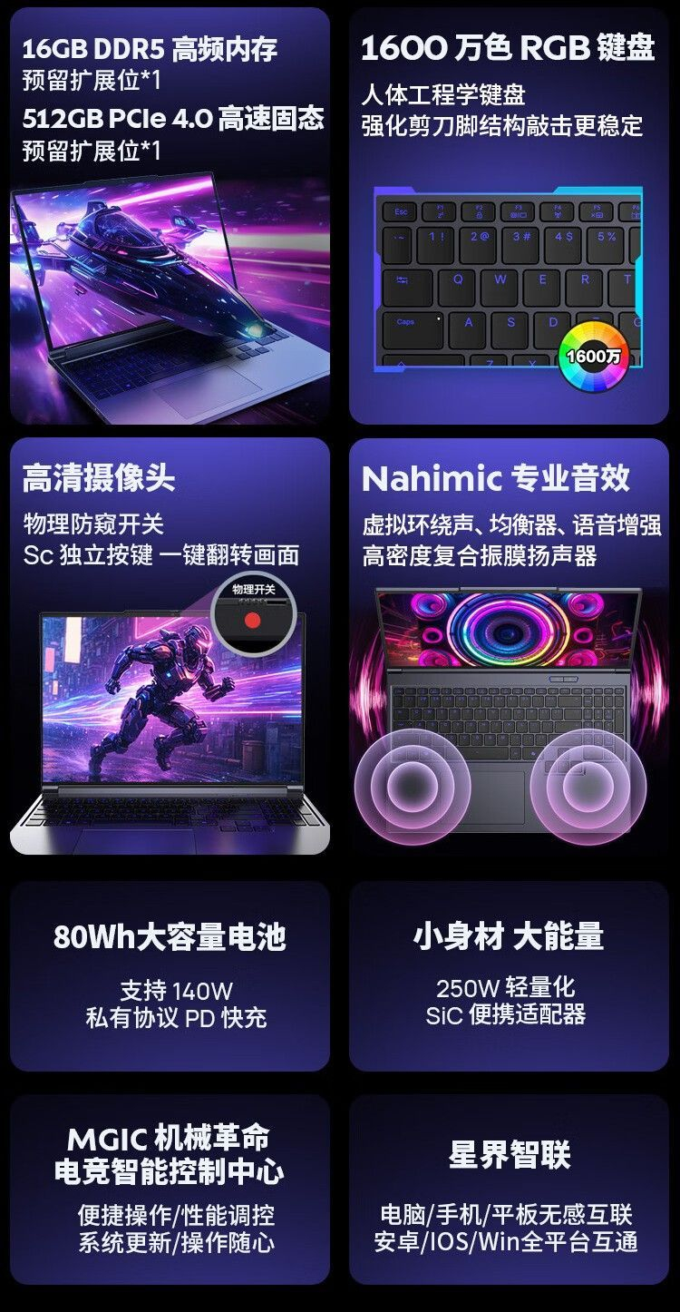 【质价比优选】机械革命 26款新极光X i7-13645HX 5060三风扇 2.5K 180Hz游戏笔记本电脑 商品详情 17