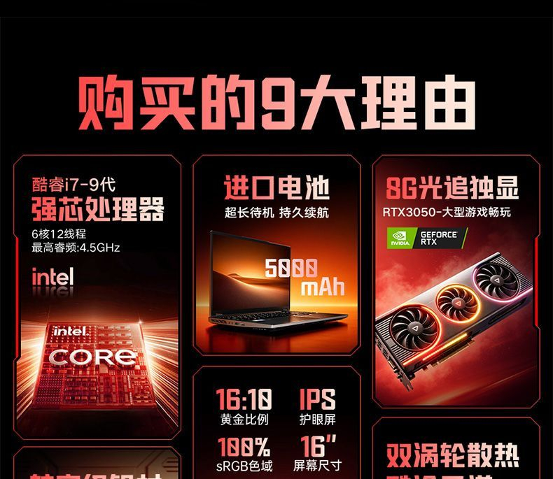 【酷睿i7+8G独显】忆捷笔记本电脑高性能AI游戏本学生轻薄便携办公设计剪辑直播酷睿i7独显3050电竞全能本 商品详情 19
